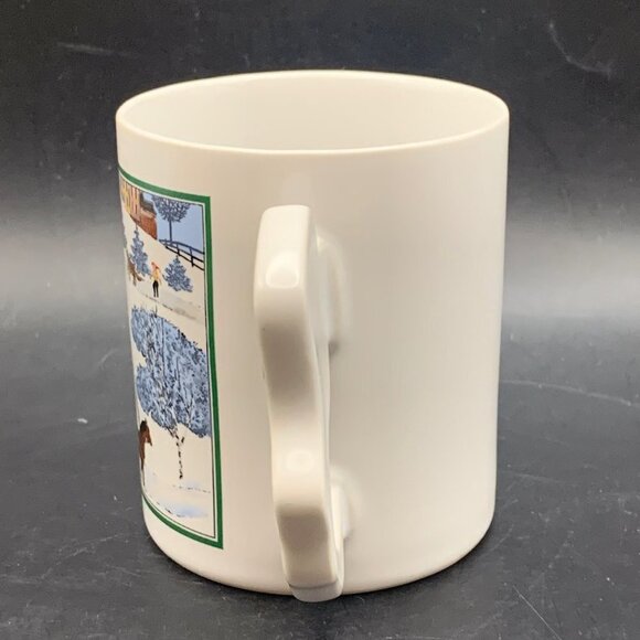 Christmas Santa Mug Cup White With VTG Santa & Houses Snow Scene Made In Japan - Picture 3 of 8